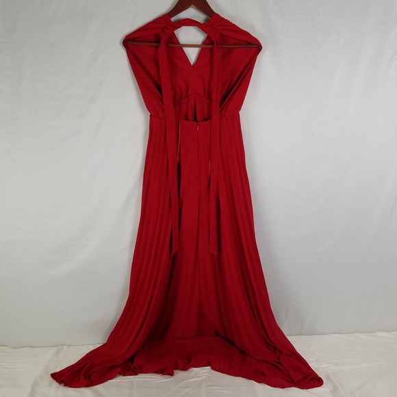 Lush Dress Womens Small Red Sleeveless Party Split Maxi Romper Halter Neck Zip - Picture 2 of 16